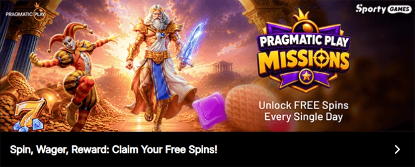 bonus-1 Pragmatic Play Missions banner with Zeus and free spins