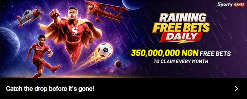 Raining Free Bets banner 350 million naira monthly